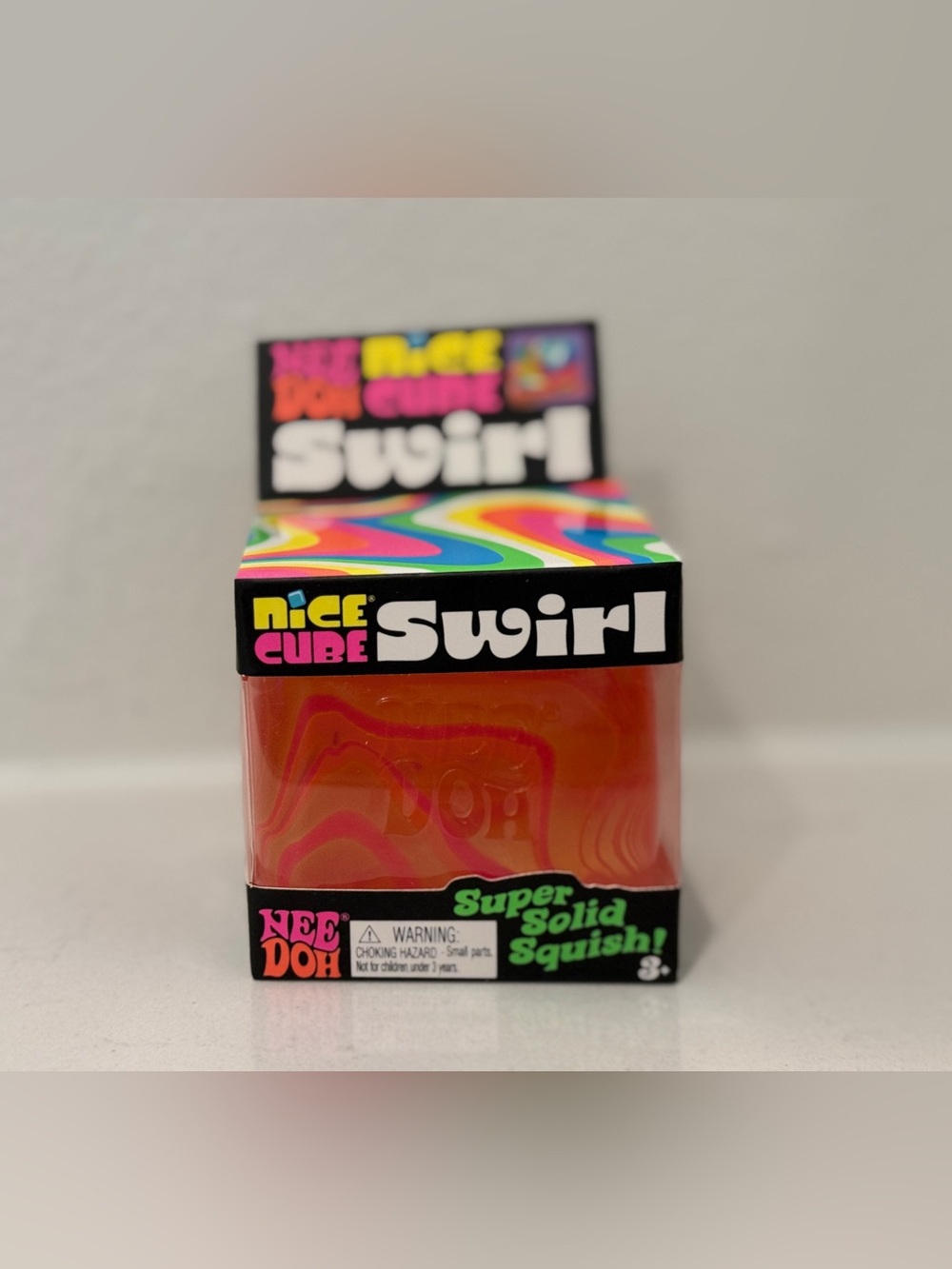 NeeDoh Nice Cube Swirl Super Solid Squish - Orange